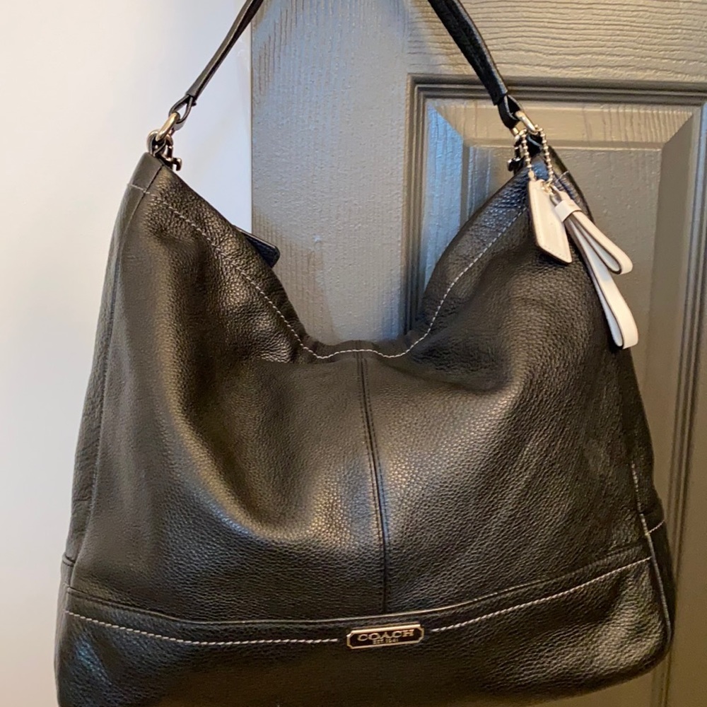 COACH black shoulder/ crossbody pebbled leather bag